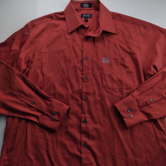 AXCESS Red Button Front Dress Shirt Size 17 36/37 - Picture 1 of 9